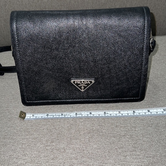 Prada Glace Calf Pattina Leather Crossbody-Color:Nero-Authentic-EUC - Picture 12 of 14